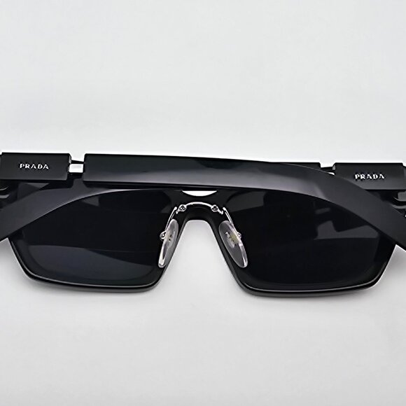 Prada SPR 14X 1AB-5S0 Black Frame Dark Grey Lens Sunglasses Italy 56-18-145 - Picture 9 of 12